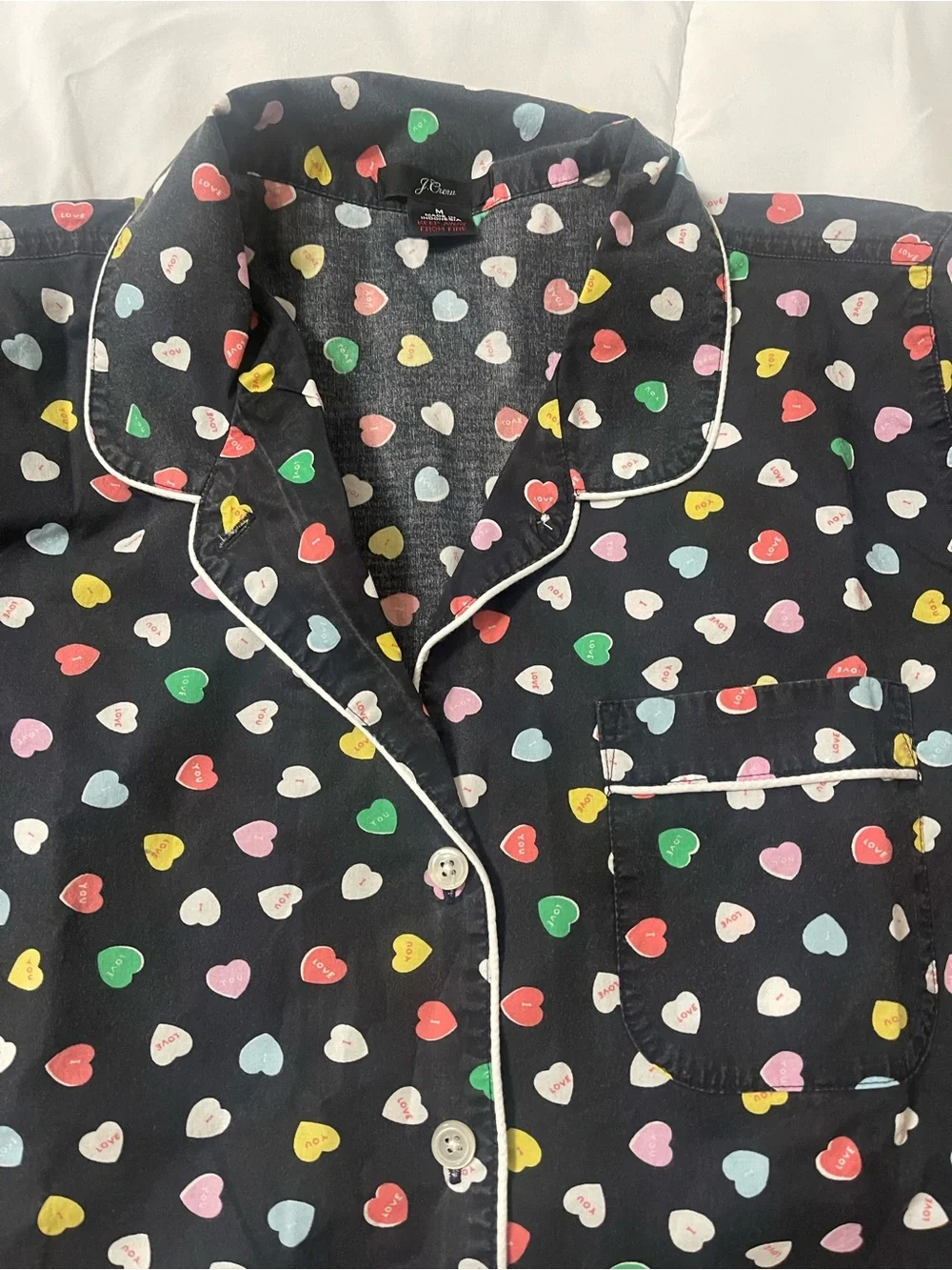 J.Crew Candy Heart Conversation  Pajama Set | Size Medium loungewear Sleepover